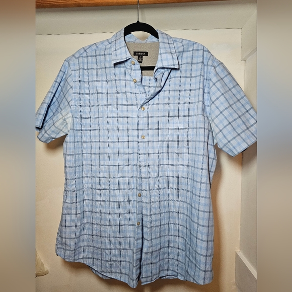 Van Heusen Other - Van Heusen Plaid Blue and Charcoal Gray Short Sleeve Button Up Shirt, L